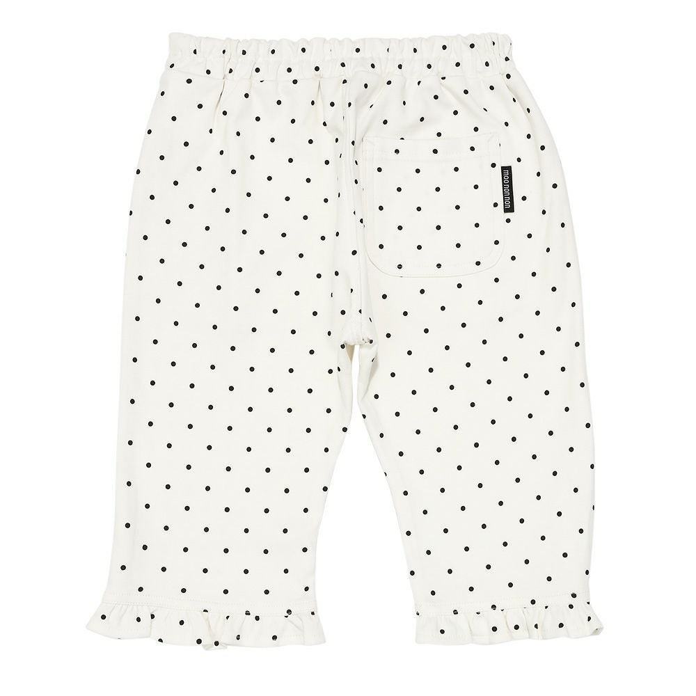 ベビー服 女の子 オーガニックコットン ドット柄 フリル 6分丈パンツ アイボリー(12) 背面