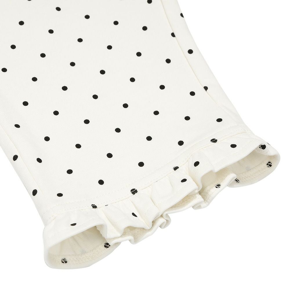 ベビー服 女の子 オーガニックコットン ドット柄 フリル 6分丈パンツ アイボリー(12) デザインポイント1