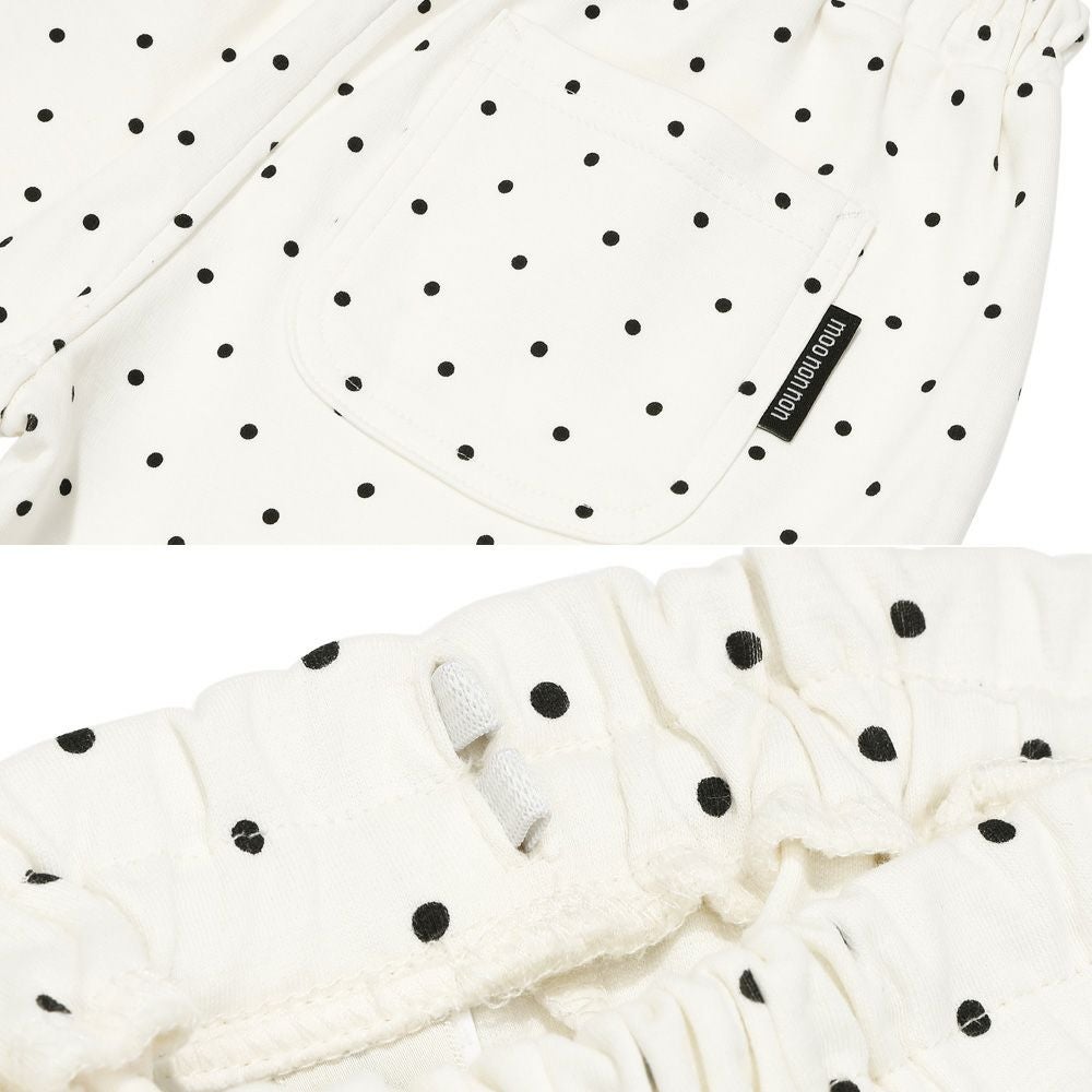 ベビー服 女の子 オーガニックコットン ドット柄 フリル 6分丈パンツ アイボリー(12) デザインポイント2