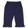 ベビー服 女の子 オーガニックコットン ドット柄 フリル 6分丈パンツ ネイビー(06) 正面