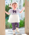 ベビー服 女の子 オーガニックコットン ドット柄 フリル 6分丈パンツ ネイビー(06) モデル画像3