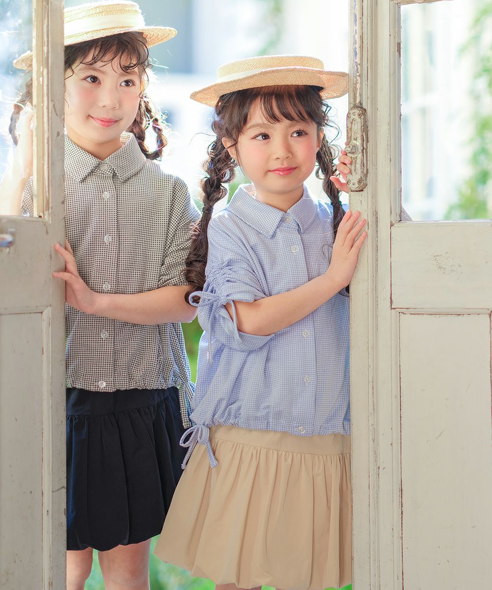 子供服 女の子 ストレッチツイル バルーンスカート ブラック(00) モデル画像2