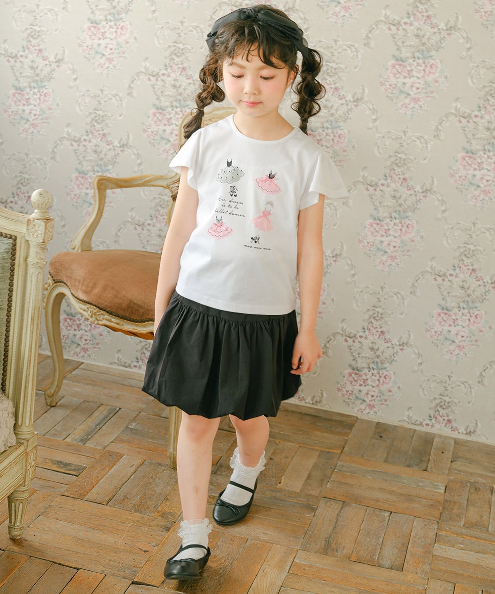 子供服 女の子 ストレッチツイル バルーンスカート ブラック(00) モデル画像2