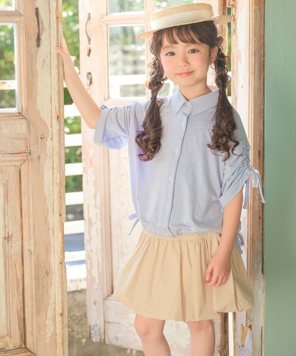 子供服 女の子 ストレッチツイル バルーンスカート ベージュ(51) モデル画像全身