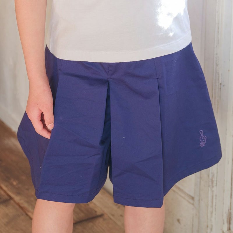 子供服 女の子 ストレッチツイル 音符刺繍 プリーツ キュロットパンツ