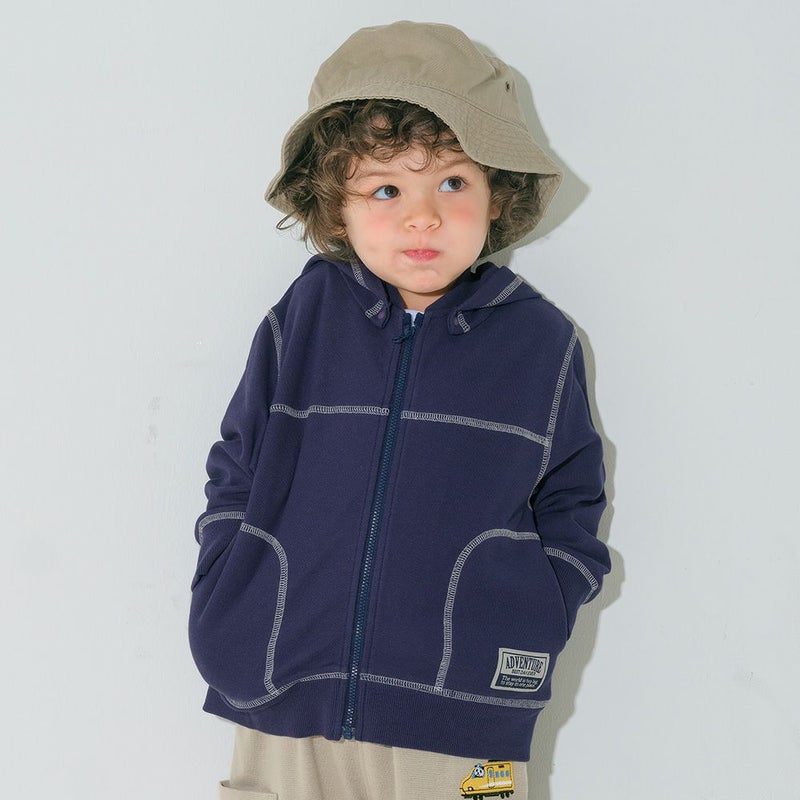 ベビー服 男の子 フード取り外し可能 ジップアップパーカー