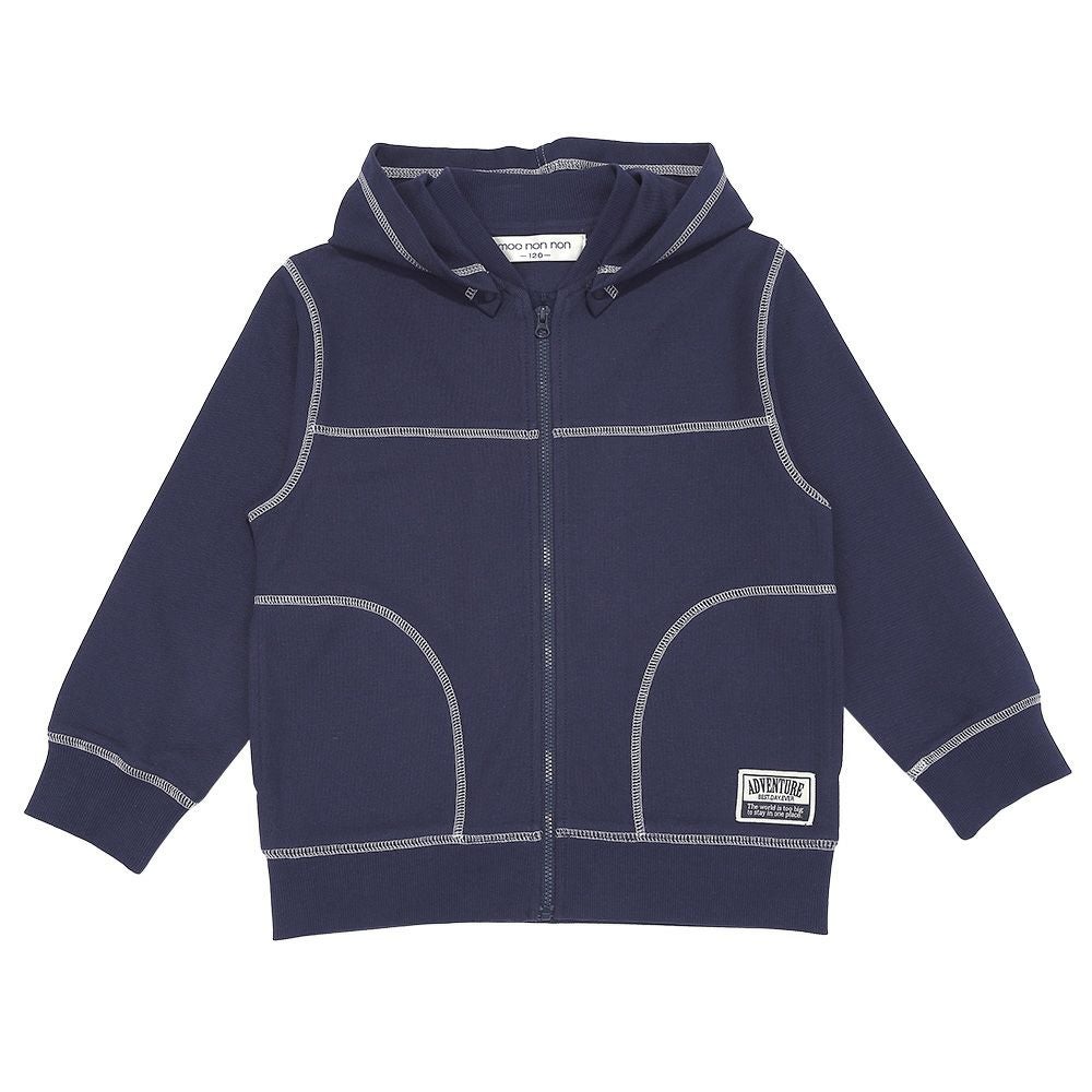 ベビー服 男の子 フード取り外し可能 ジップアップパーカー ネイビー(06) 正面