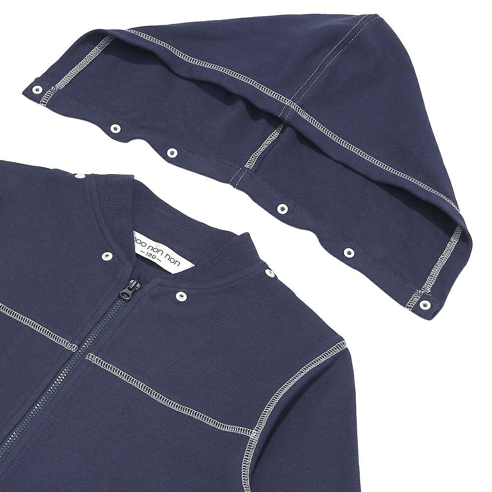 ベビー服 男の子 フード取り外し可能 ジップアップパーカー ネイビー(06) デザインポイント1