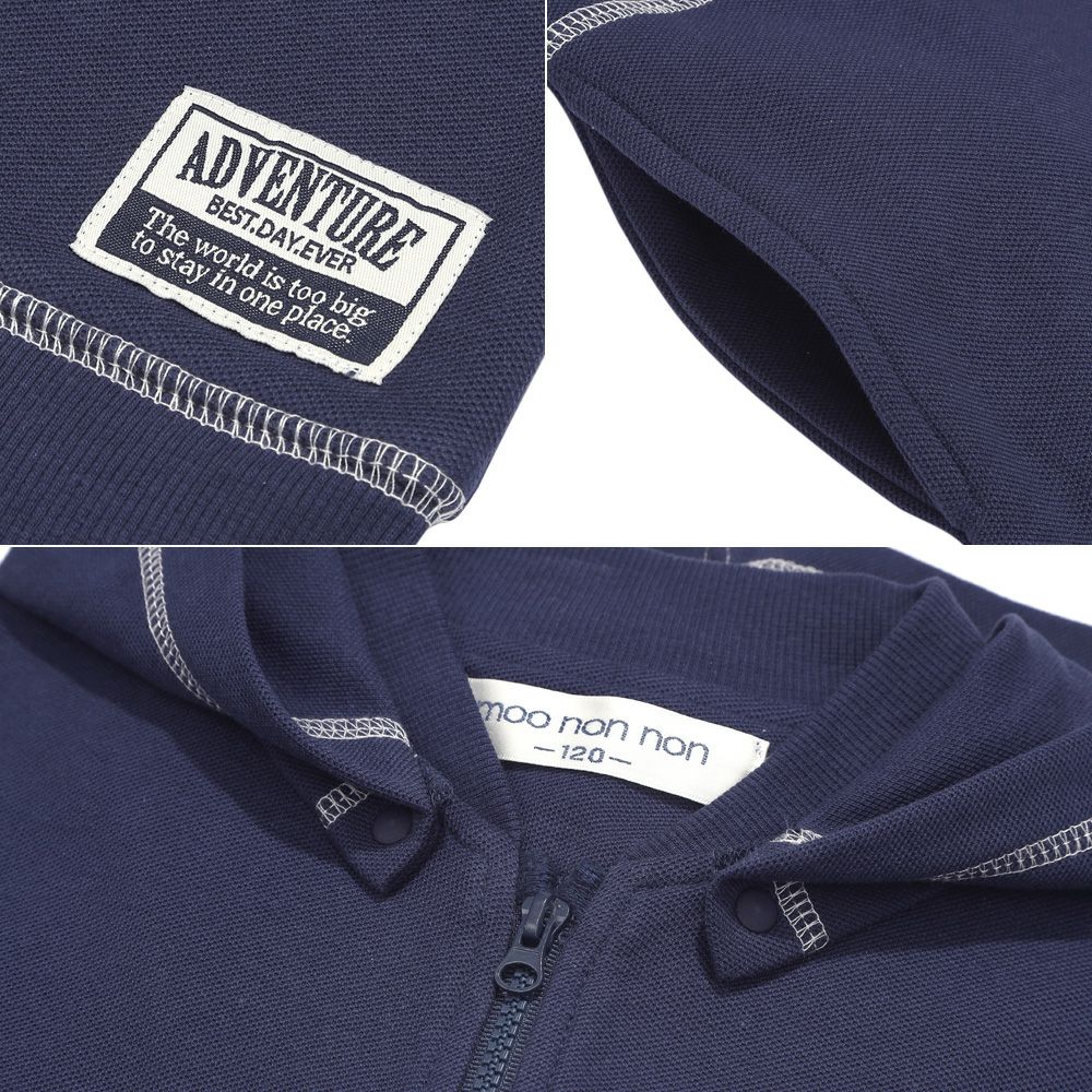 ベビー服 男の子 フード取り外し可能 ジップアップパーカー ネイビー(06) デザインポイント2