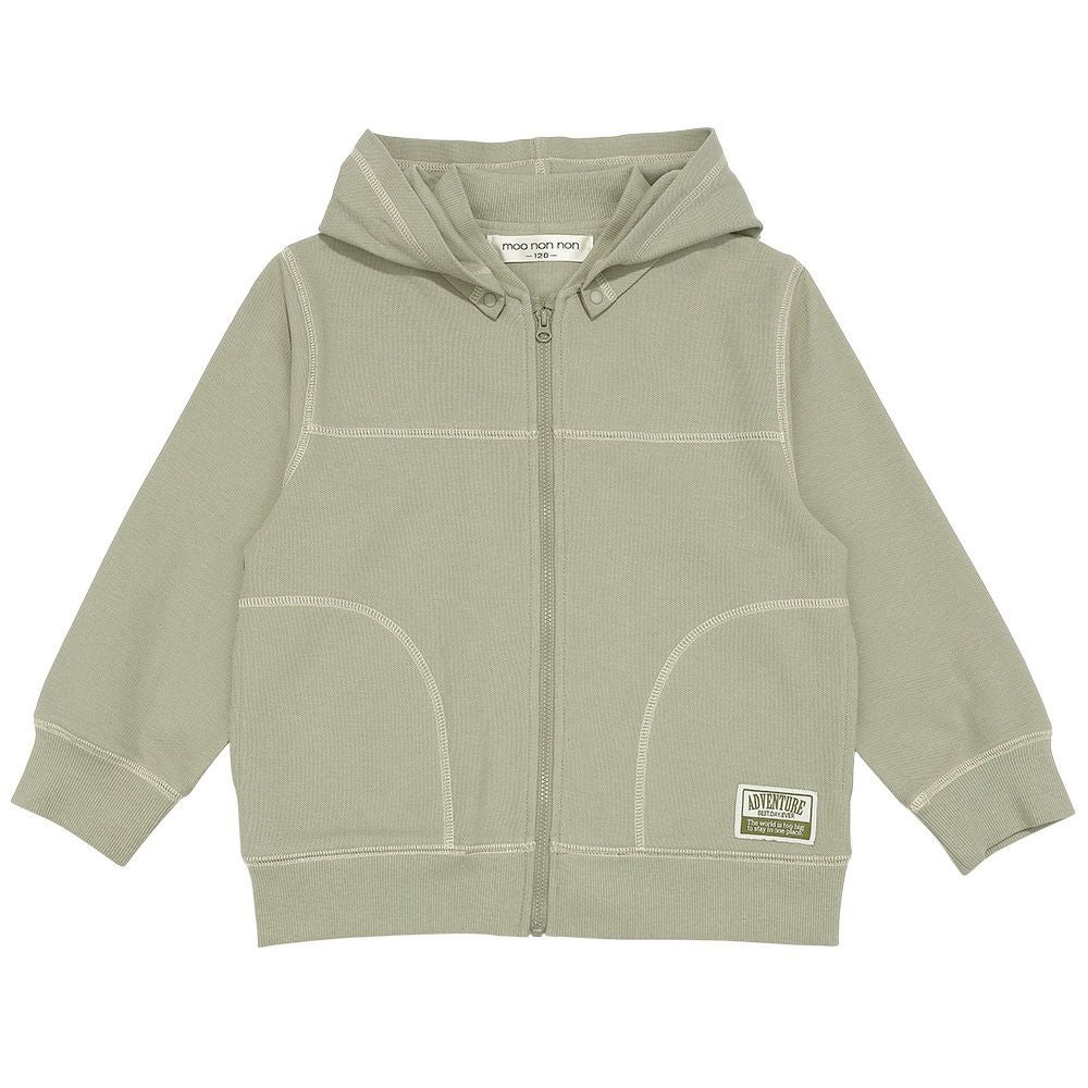 ベビー服 男の子 フード取り外し可能 ジップアップパーカー カーキ(82) 正面