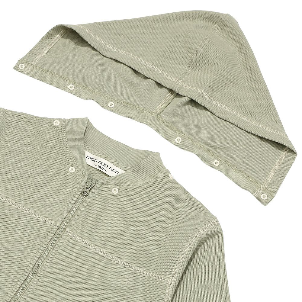 ベビー服 男の子 フード取り外し可能 ジップアップパーカー カーキ(82) デザインポイント1