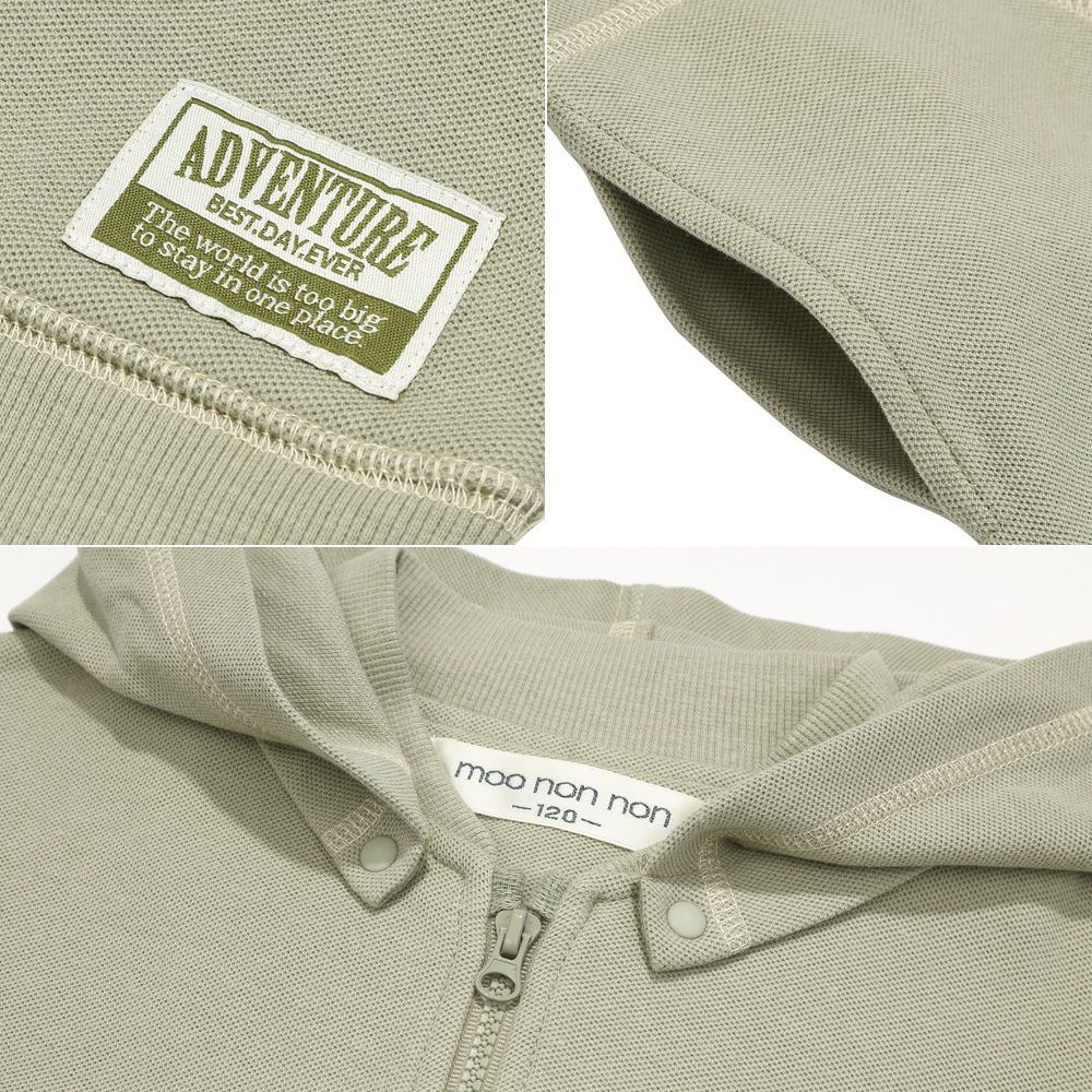 ベビー服 男の子 フード取り外し可能 ジップアップパーカー カーキ(82) デザインポイント2