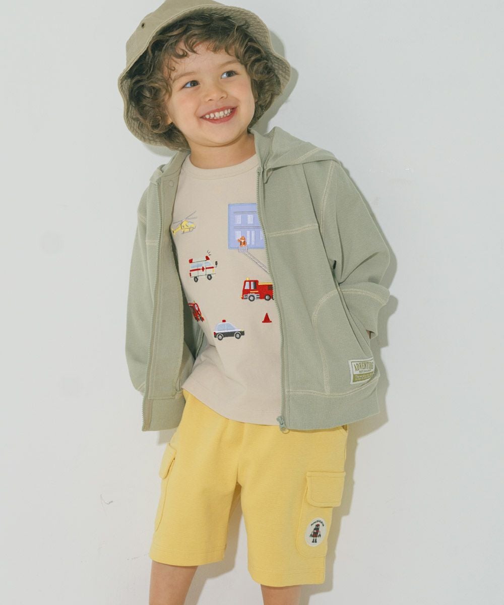 ベビー服 男の子 フード取り外し可能 ジップアップパーカー カーキ(82) モデル画像1