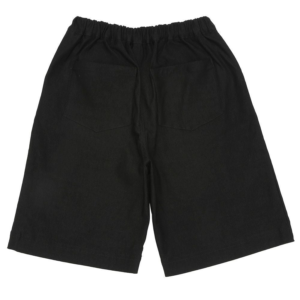 子供服 男の子 ストレッチツイル ロゴワッペン ハーフパンツ ブラック(00) 背面