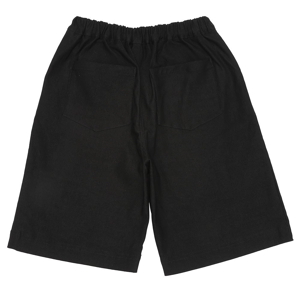 子供服 男の子 子ども服 こども キッズ ジュニア ストレッチツイル ロゴワッペン ポケットつき ハーフ丈パンツ ブラック(00) 背面