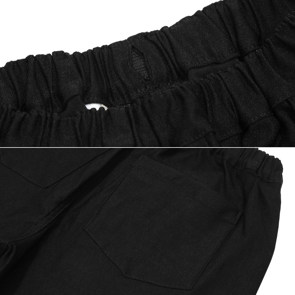 子供服 男の子 子ども服 こども キッズ ジュニア ストレッチツイル ロゴワッペン ポケットつき ハーフ丈パンツ ブラック(00) デザインポイント2