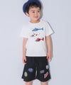 子供服 男の子 子ども服 こども キッズ ジュニア ストレッチツイル ロゴワッペン ポケットつき ハーフ丈パンツ ブラック(00) モデル画像アップ
