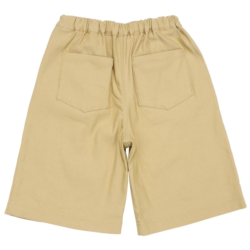 子供服 男の子 子ども服 こども キッズ ジュニア ストレッチツイル ロゴワッペン ポケットつき ハーフ丈パンツ ベージュ(51) 背面