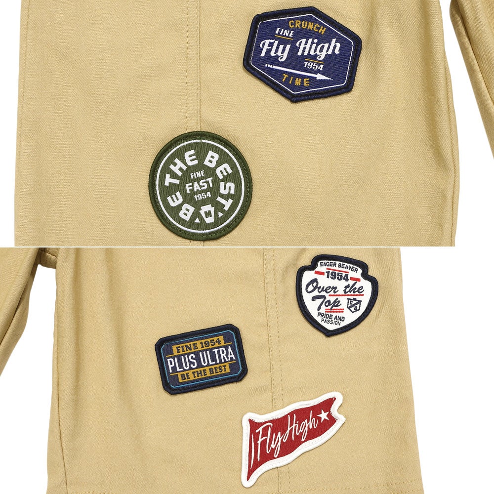 子供服 男の子 子ども服 こども キッズ ジュニア ストレッチツイル ロゴワッペン ポケットつき ハーフ丈パンツ ベージュ(51) デザインポイント1