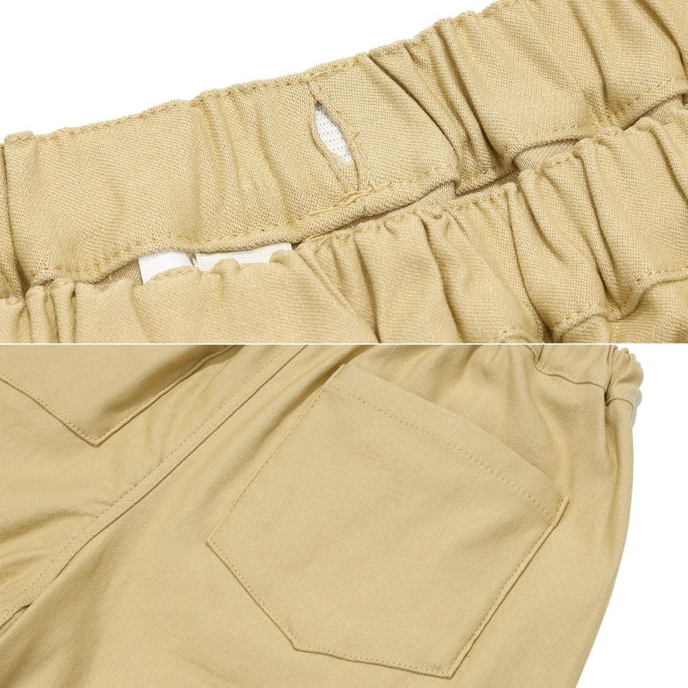 子供服 男の子 ストレッチツイル ロゴワッペン ハーフパンツ ベージュ(51) デザインポイント2