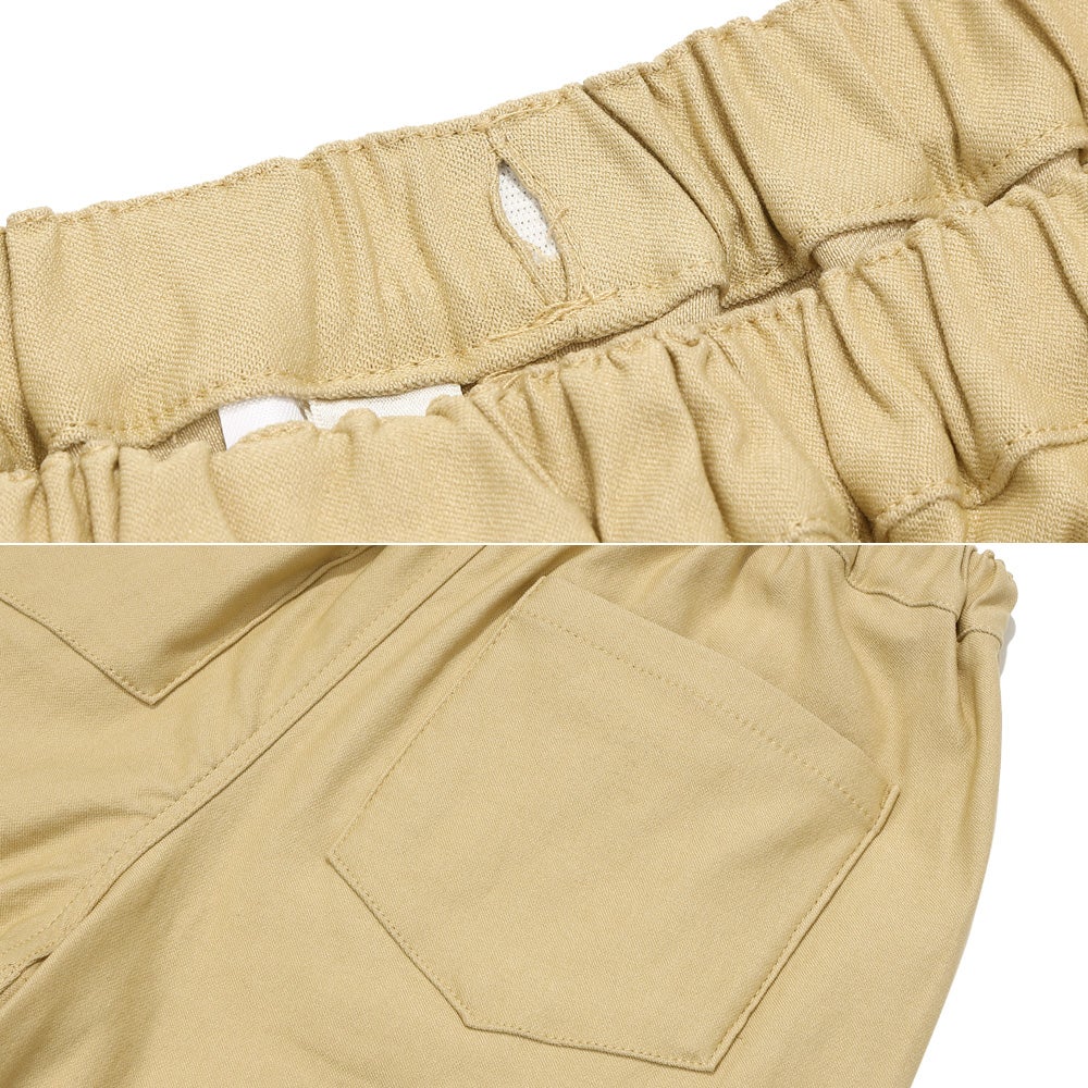 子供服 男の子 子ども服 こども キッズ ジュニア ストレッチツイル ロゴワッペン ポケットつき ハーフ丈パンツ ベージュ(51) デザインポイント2