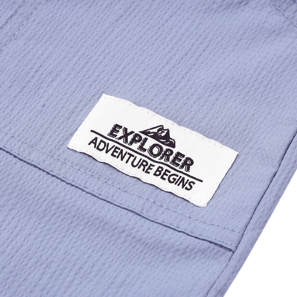 子供服 男の子 ストレッチサッカー ロゴワッペン ハーフパンツ ブルー(61) デザインポイント1