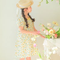 ベビー服 女の子 子ども服 こども キッズ 花柄 スクエアネック Aライン ギャザーワンピース