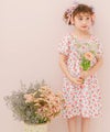 ベビー服 女の子 子ども服 こども キッズ 花柄 スクエアネック Aライン ギャザーワンピース ピンク(02) モデル画像2