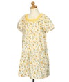 ベビー服 女の子 花柄 スクエアネック ギャザーワンピース イエロー(04) トルソー斜め