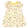 ベビー服 女の子 花柄 スクエアネック ギャザーワンピース イエロー(04) 正面