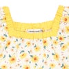 ベビー服 女の子 花柄 スクエアネック ギャザーワンピース イエロー(04) デザインポイント1