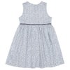 ベビー服 女の子 綿100％ 小花柄 リボン ギャザーワンピース ブルー(61) 背面