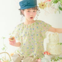子供服 女の子 花柄 フリル 襟つき 薄手ブラウス
