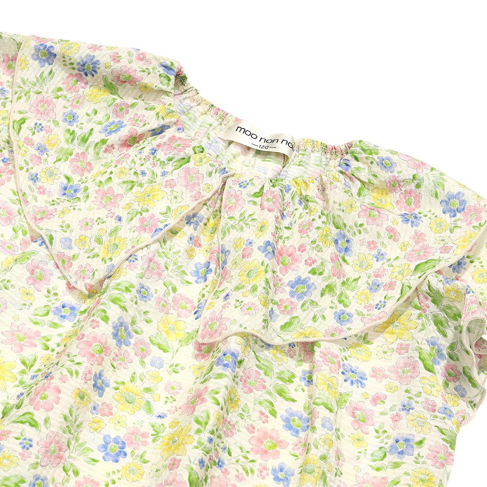 子供服 女の子 花柄 フリル 襟つき 薄手ブラウス イエロー(04) デザインポイント1