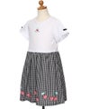 ベビー服 女の子 子ども服 こども キッズチェリー刺? リボン ギンガムチェック柄 ドッキングワンピース ブラック(00) トルソー斜め