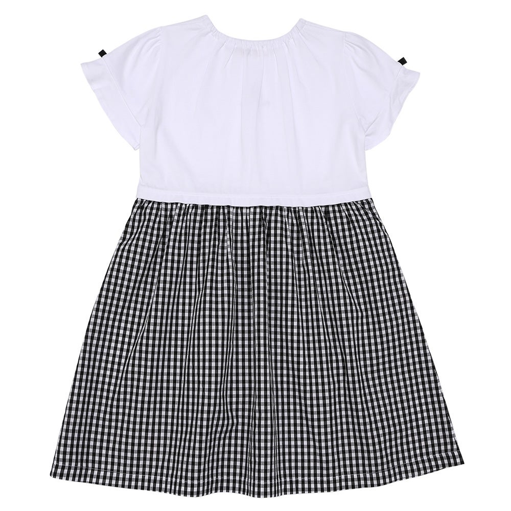 ベビー服 女の子 チェリー刺? ギンガムチェック柄 ドッキングワンピース ブラック(00) 背面