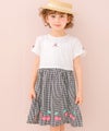 ベビー服 女の子 子ども服 こども キッズチェリー刺? リボン ギンガムチェック柄 ドッキングワンピース ブラック(00) モデル画像アップ