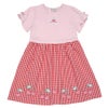 ベビー服 女の子 子ども服 こども キッズチェリー刺? リボン ギンガムチェック柄 ドッキングワンピース レッド(03) 正面