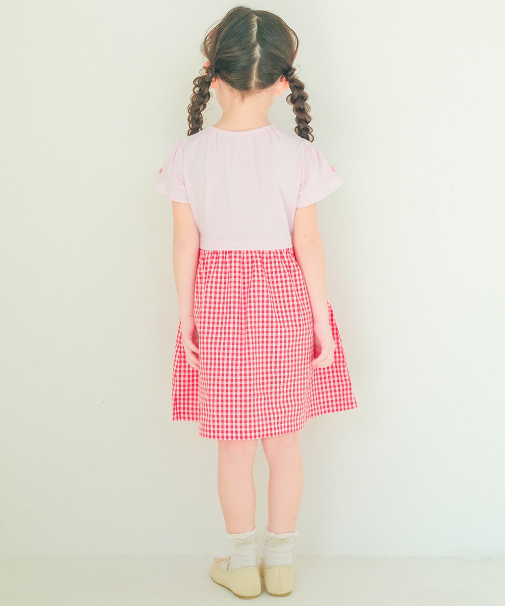 チェリー刺繍 ギンガムチェック柄 ドッキングワンピース｜ベビー・子供