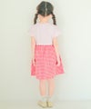 ベビー服 女の子 子ども服 こども キッズチェリー刺? リボン ギンガムチェック柄 ドッキングワンピース レッド(03) モデル画像4