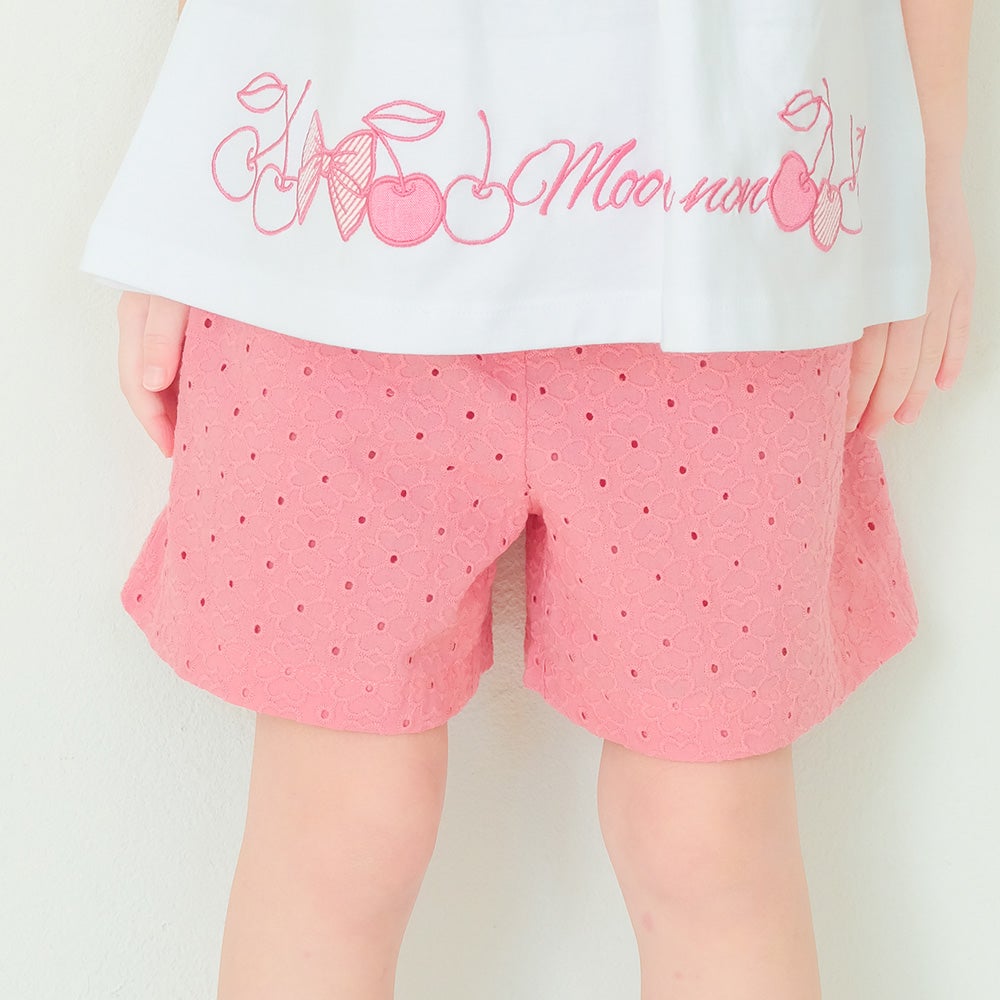 子供服 女の子 花柄 レース リボン 裏地つきショートパンツ