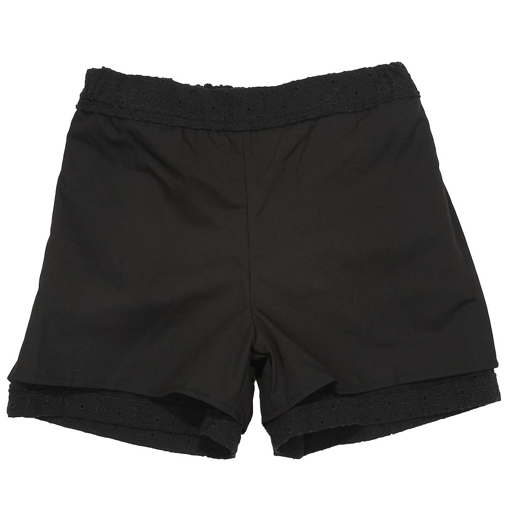 子供服 女の子 花柄 レース リボン 裏地つきショートパンツ ブラック(00) デザインポイント1