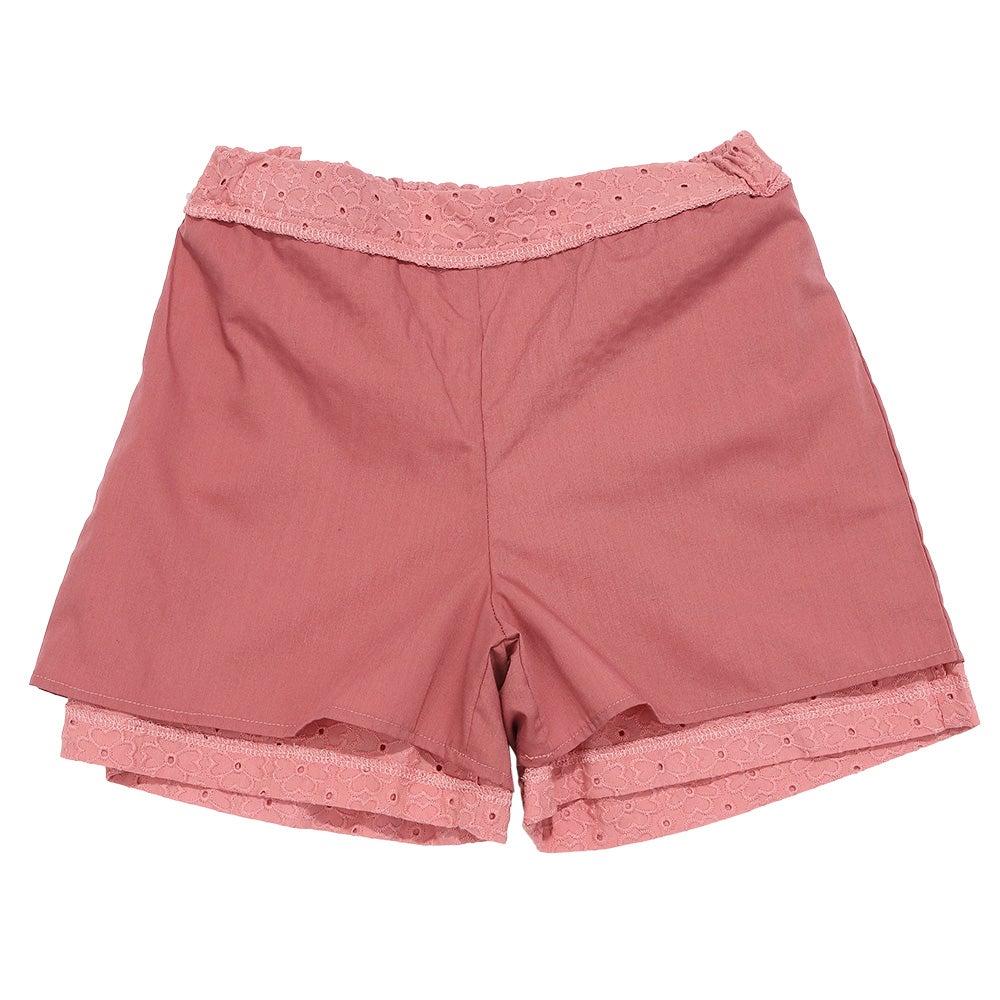 子供服 女の子 花柄 レース リボン 裏地つきショートパンツ ピンク(02) デザインポイント1