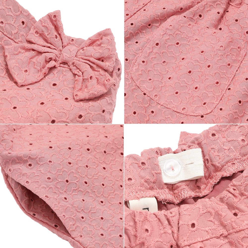 子供服 女の子 花柄 レース リボン 裏地つきショートパンツ ピンク(02) デザインポイント2