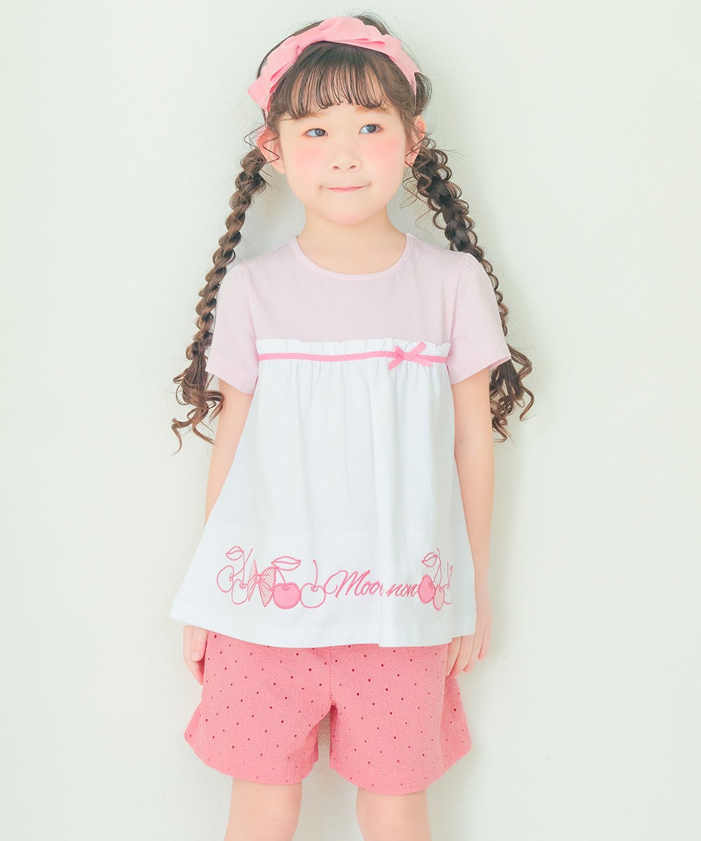 ✧✧✧ レースご案内 ✧✧✧ No.3 紫レース 花柄 レース リボン 裏地つきショートパンツ｜ベビー・子供服 通販
