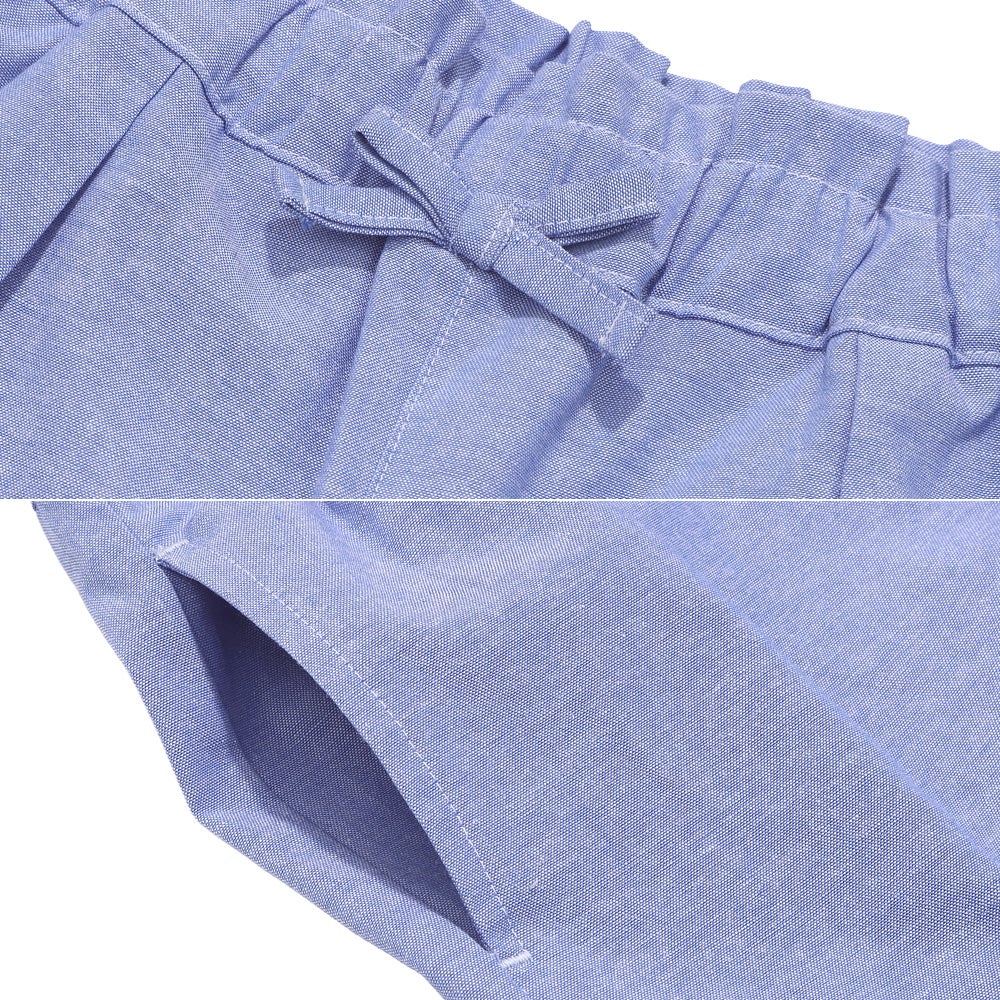 ベビー服 女の子 リボン付き ダンガリーショートパンツ ブルー(61) デザインポイント1