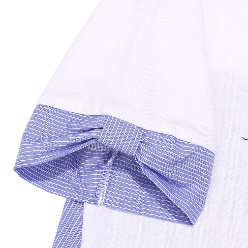 子供服 女の子 ピアノ＆音符プリント ストライプ切り替えTシャツ オフホワイト(11) デザインポイント2