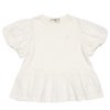 子供服 女の子 音符刺繍 花柄レース切り替えTシャツ オフホワイト(11) 正面