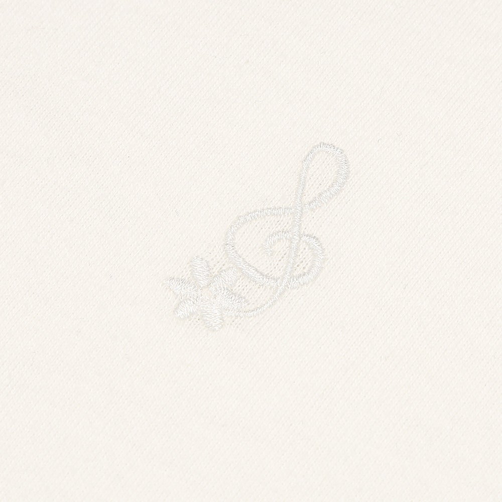 子供服 女の子 音符刺繍 花柄レース切り替えTシャツ オフホワイト(11) デザインポイント2