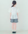 子供服 女の子 音符刺繍 花柄レース切り替えTシャツ オフホワイト(11) モデル画像3